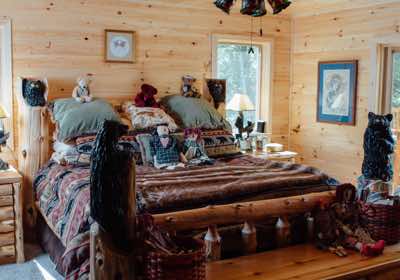 This log bed looks great in the master bedroom